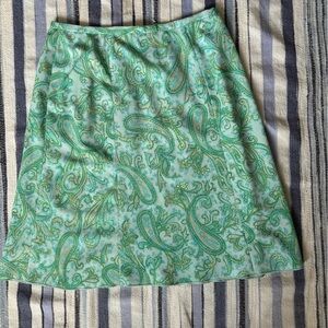 90s Vintage Mint Green and Blue Paisley Skirt